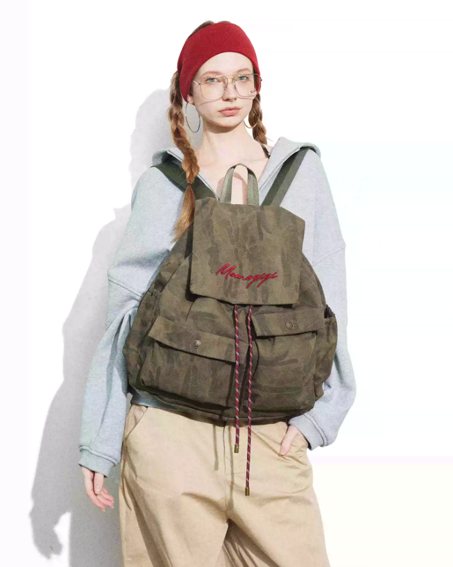 Momogigi Vintage Washed Camo Canvas Backpack