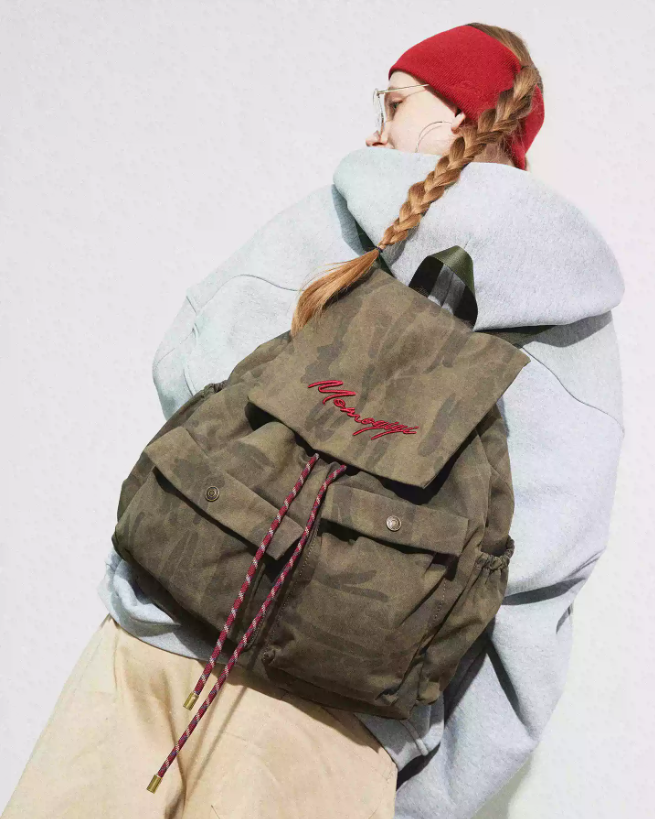 Momogigi Vintage Washed Camo Canvas Backpack