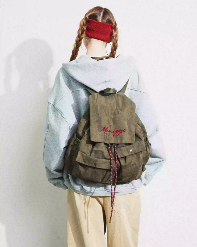 Momogigi Vintage Washed Camo Canvas Backpack