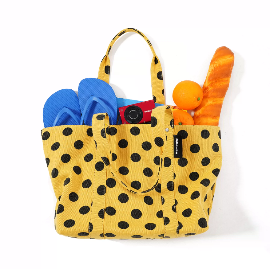Momogigi Vintage Washed Polka Dot Canvas Tote Bag