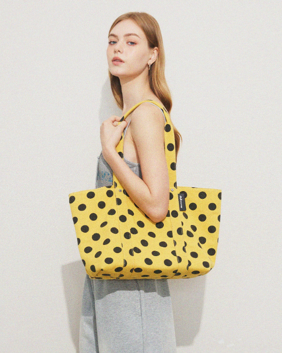 Momogigi Vintage Washed Polka Dot Canvas Tote Bag