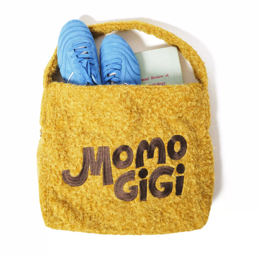 Momogigi Vintage Contrast Embroidered Plush Tote Bag