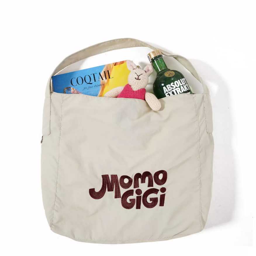 Momogigi Vintage Contrast Embroidered Plush Tote Bag