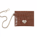 Momogigi Croc-Embossed Top-Grain Leather Chain Card Holder