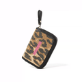 Momogigi Washed Leopard Pink Embroidered Canvas Card Holder