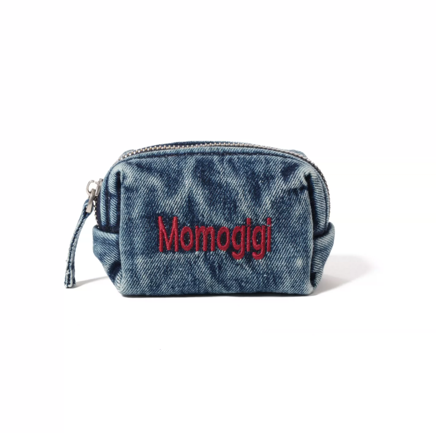 Momogigi Washed Denim Embroidered Card Holder