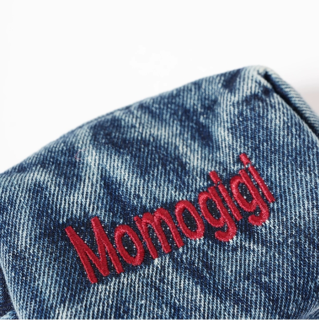 Momogigi Washed Denim Embroidered Card Holder