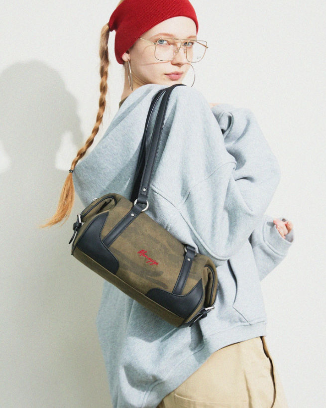 Momogigi Vintage Washed Camo Canvas Underarm Bag