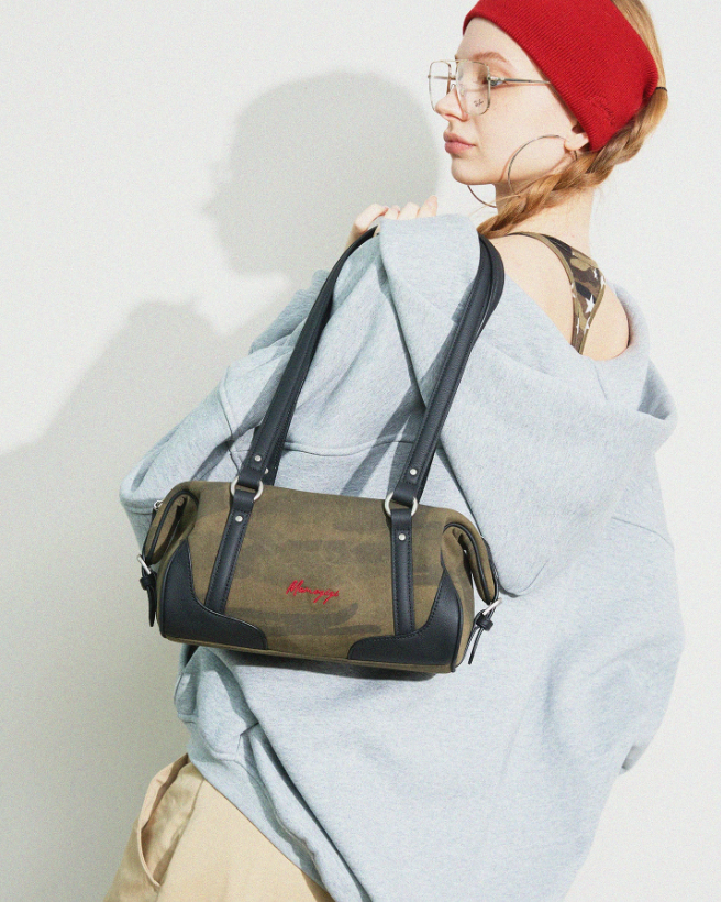 Momogigi Vintage Washed Camo Canvas Underarm Bag