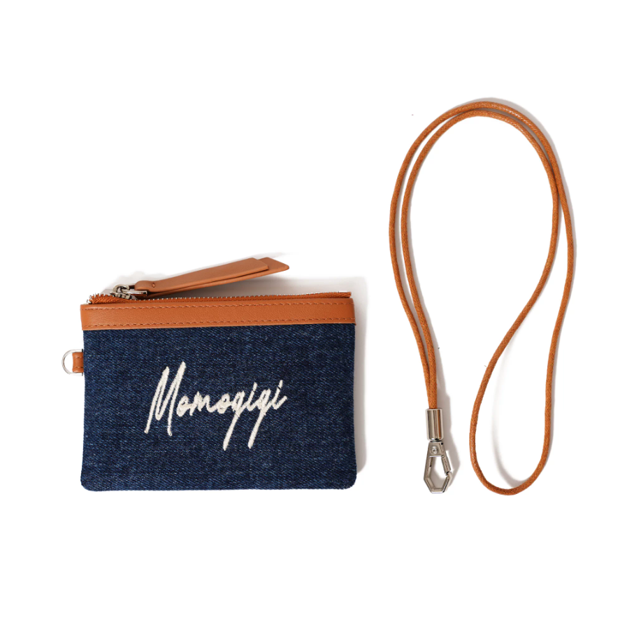 Momogigi Denim Heart Embroidered Accordion Card Holder