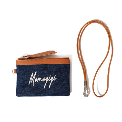 Momogigi Denim Heart Embroidered Accordion Card Holder