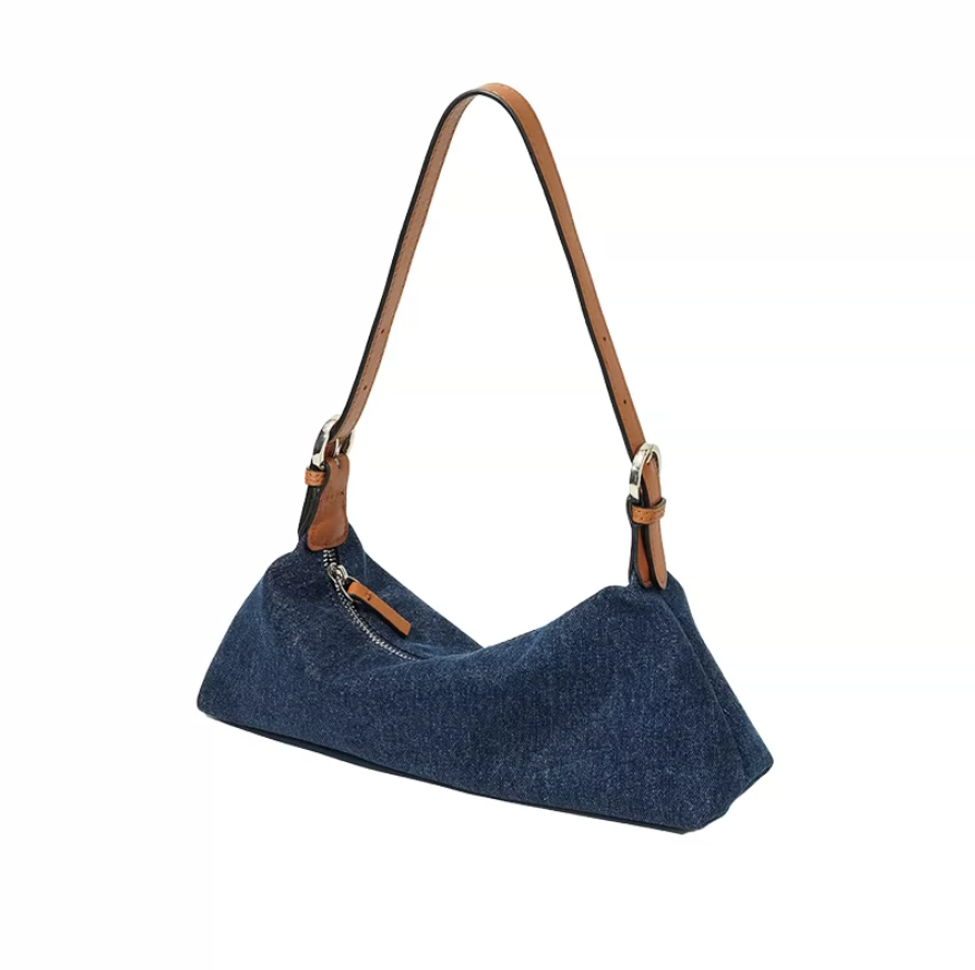Momogigi Leather Patchwork Baguette Bag