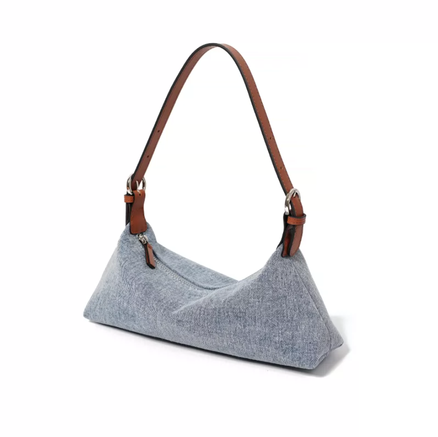 Momogigi Leather Patchwork Baguette Bag