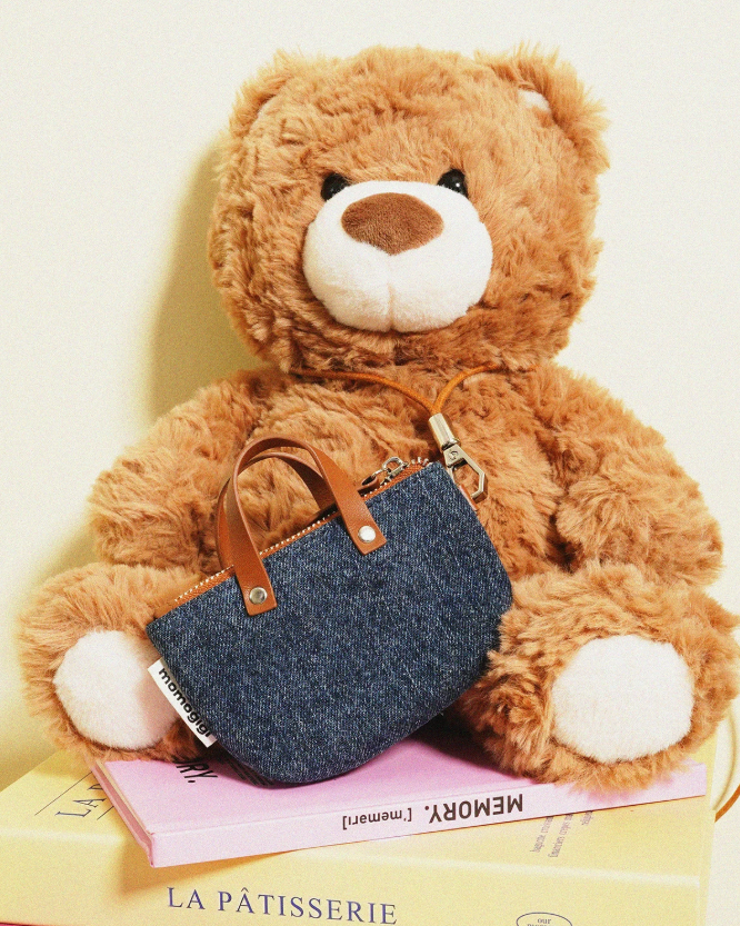 Momogigi Washed Denim Mini Neck Strap Card Holder
